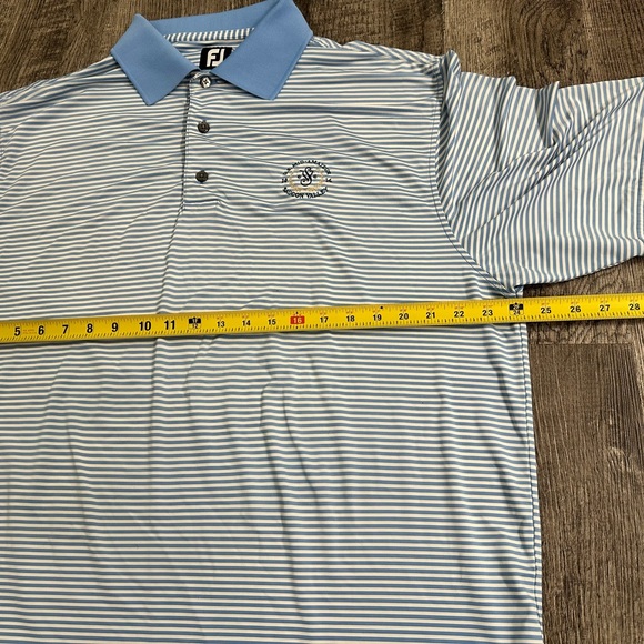 FOOTJOY BLUE STRIPED SHORT SLEEVE GOLF POLO SHIRT XL SAUCON VALLEY COURSE - Picture 7 of 7